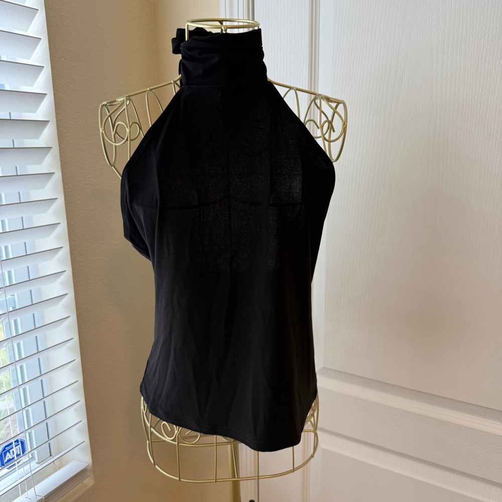 Women's COLLUSION Black High Neck Slinky Tank Top Size L